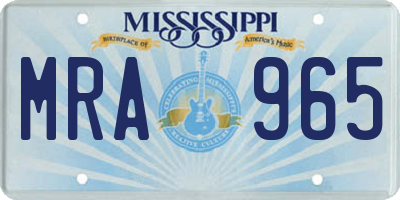 MS license plate MRA965