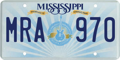 MS license plate MRA970