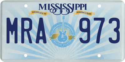 MS license plate MRA973