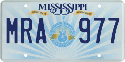 MS license plate MRA977