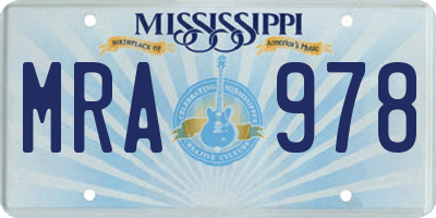 MS license plate MRA978