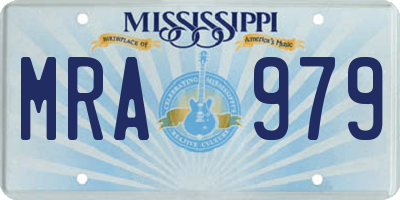 MS license plate MRA979