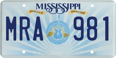 MS license plate MRA981
