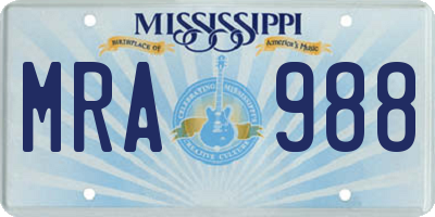 MS license plate MRA988