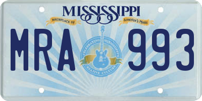 MS license plate MRA993