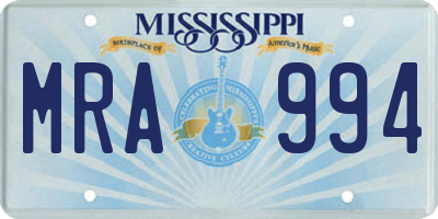 MS license plate MRA994