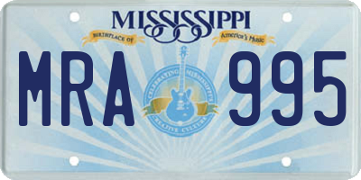 MS license plate MRA995