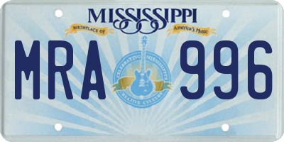 MS license plate MRA996