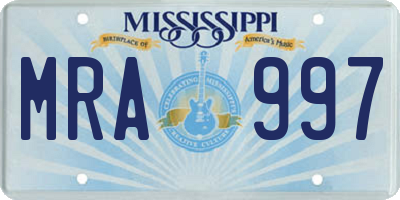 MS license plate MRA997