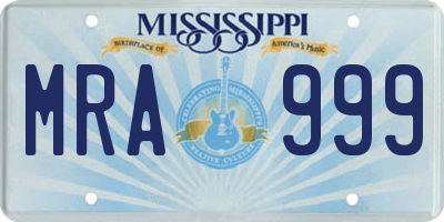 MS license plate MRA999