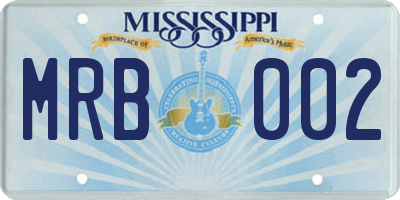 MS license plate MRB002