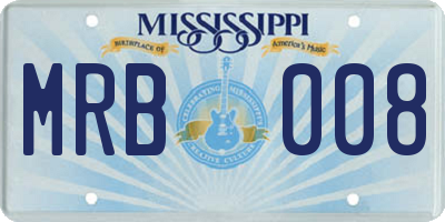 MS license plate MRB008