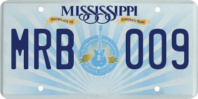 MS license plate MRB009