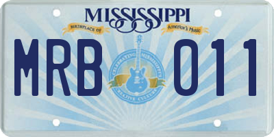 MS license plate MRB011