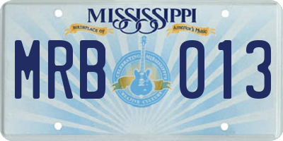 MS license plate MRB013