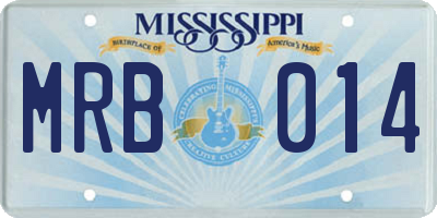 MS license plate MRB014