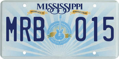 MS license plate MRB015