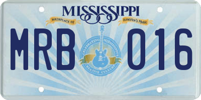 MS license plate MRB016