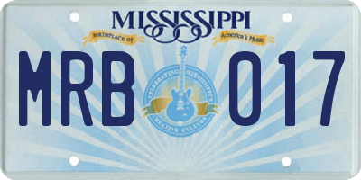 MS license plate MRB017