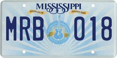 MS license plate MRB018