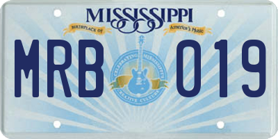 MS license plate MRB019