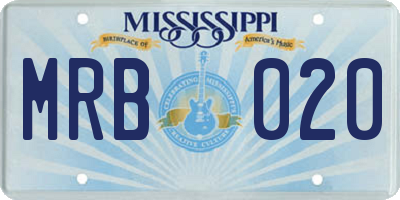 MS license plate MRB020