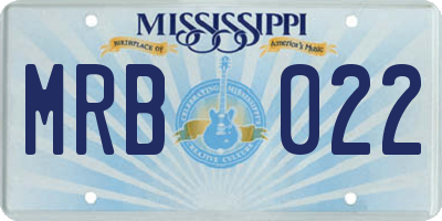 MS license plate MRB022