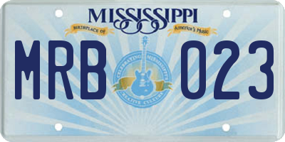MS license plate MRB023