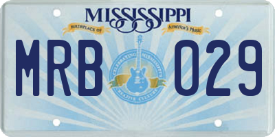 MS license plate MRB029