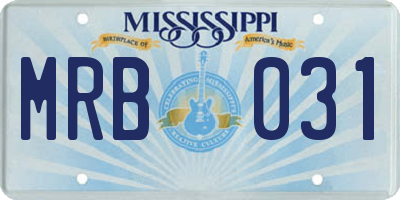 MS license plate MRB031