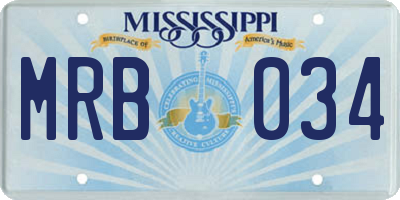 MS license plate MRB034