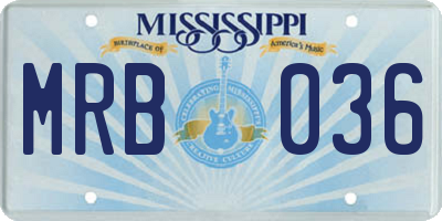 MS license plate MRB036
