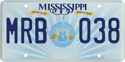 MS license plate MRB038