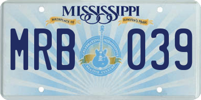 MS license plate MRB039