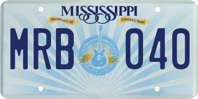 MS license plate MRB040