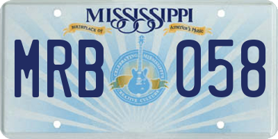 MS license plate MRB058