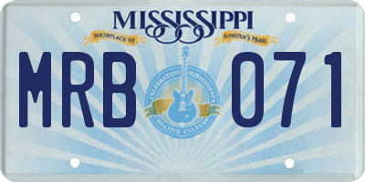 MS license plate MRB071