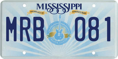MS license plate MRB081