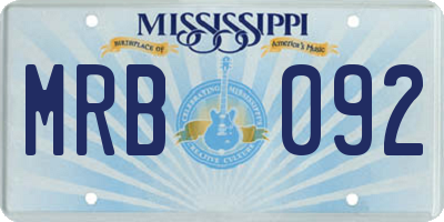 MS license plate MRB092
