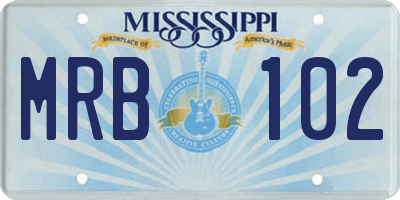 MS license plate MRB102