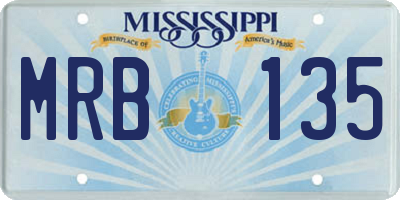 MS license plate MRB135