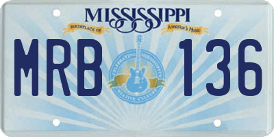 MS license plate MRB136