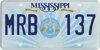 MS license plate MRB137
