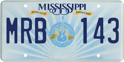 MS license plate MRB143
