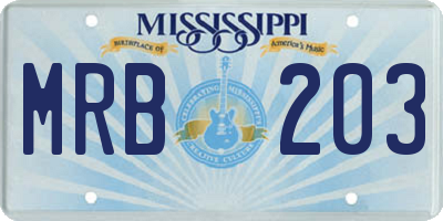 MS license plate MRB203