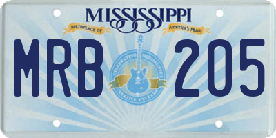 MS license plate MRB205