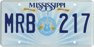 MS license plate MRB217