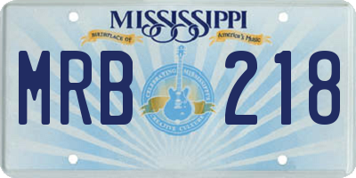MS license plate MRB218