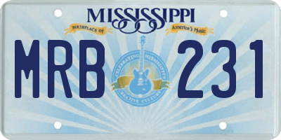 MS license plate MRB231