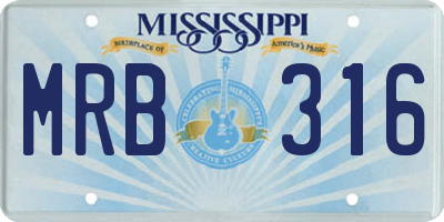 MS license plate MRB316